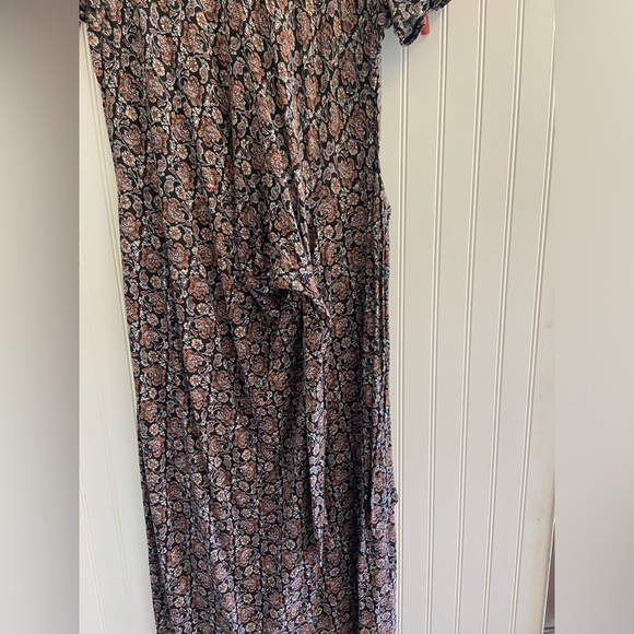 Boden Tie Front Midi Dress Short Sleeve Black Floral Paisley All Over Print 20R - Picture 9 of 14